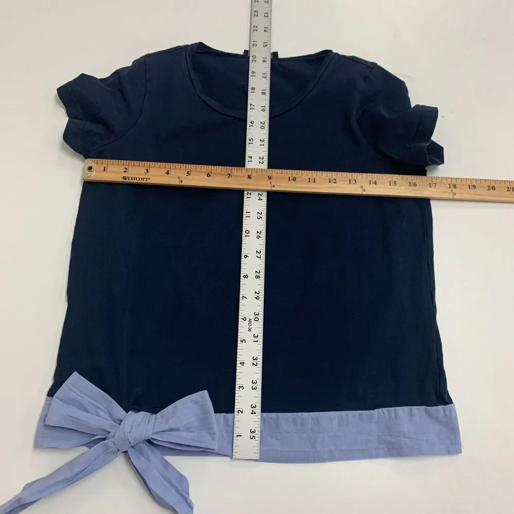 J Crew Side Tie T Shirt Womens XS Extra Small Ribbon Trim Short Sleeve Tee *READ